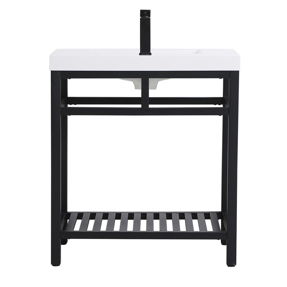 30 inch Single Bathroom Metal Vanity in Black. Picture 13