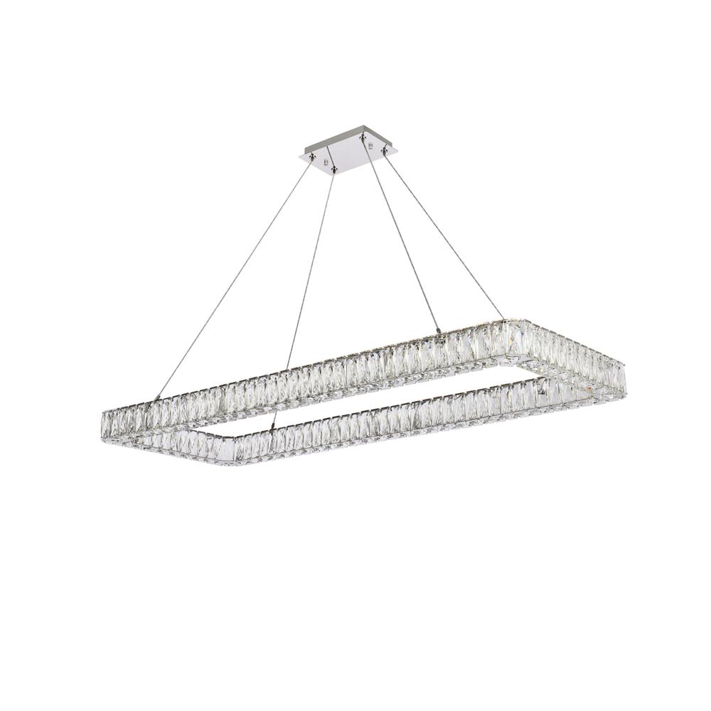 Monroe 50 inch LED Single rectangle pendant in chrome. Picture 6