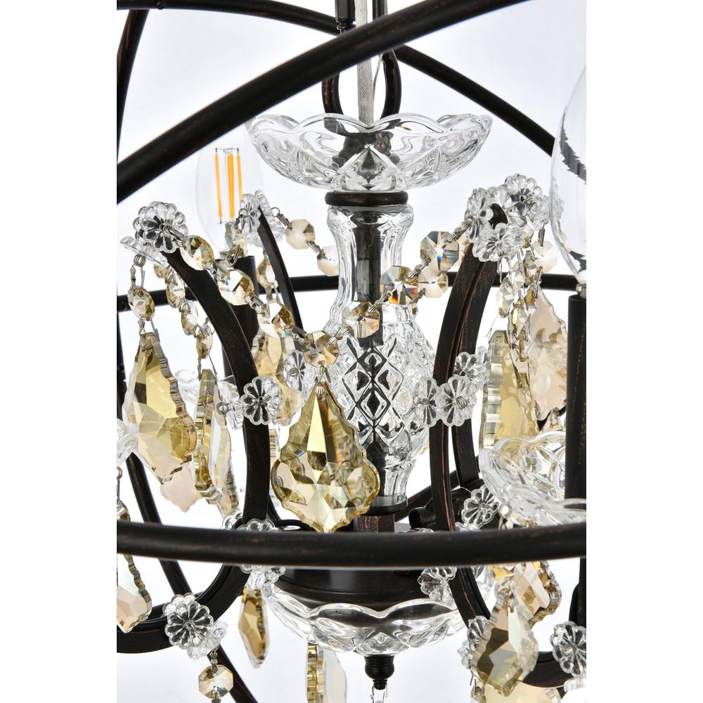 Geneva 4 light Dark Bronze Pendant Golden Teak (Smoky) Royal Cut crystal. Picture 4