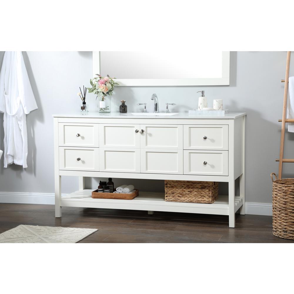 60 inch Single bathroom vanity in white. Picture 2
