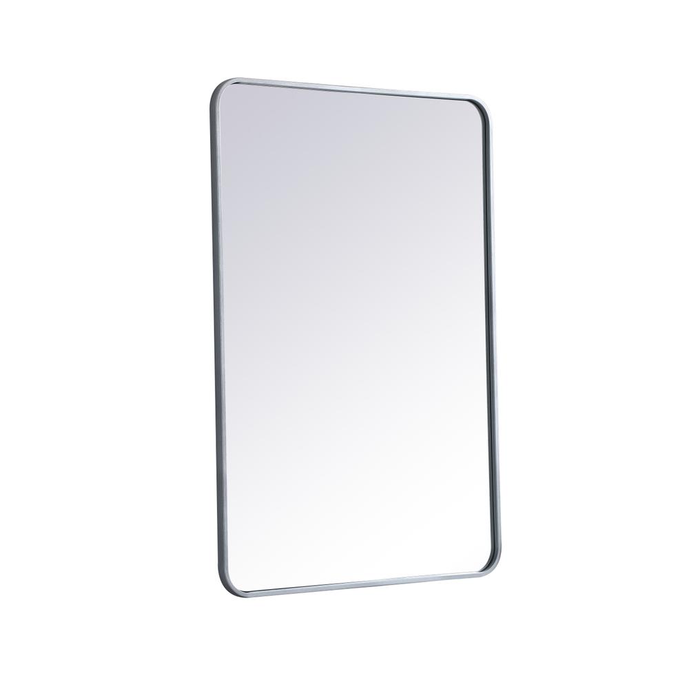 Soft corner metal rectangular mirror 27x40 inch in Silver. Picture 7