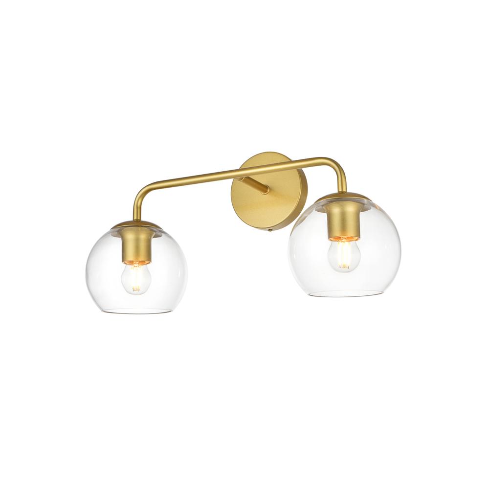 Genesis 2 light Brass and Clear Bath Sconce. Picture 2