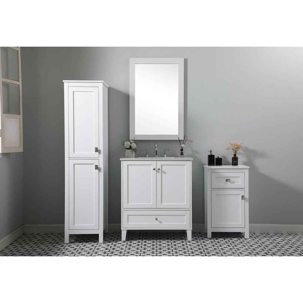 18 Inch Wide Bathroom Storage Freedstanding Cabinet In White. Picture 10