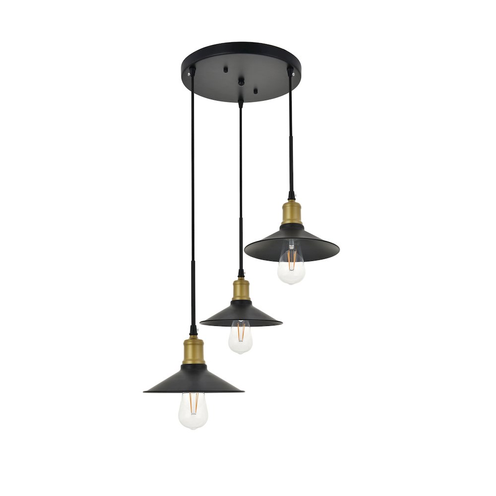 Etude 3 Light Brass And Black Pendant. Picture 3