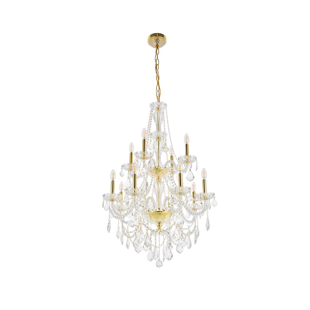 Giselle 12 light Gold Chandelier Clear Royal Cut Crystal. Picture 6