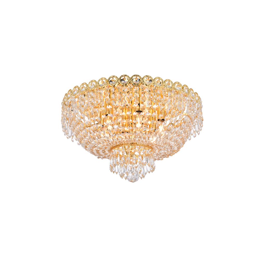 Century 6 light Gold Flush Mount Clear Royal Cut Crystal. Picture 2