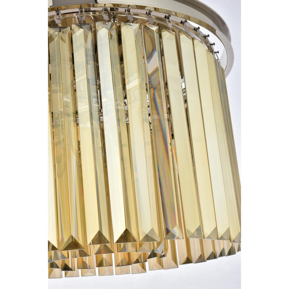 Sydney 6 light polished nickel Flush Mount Golden Teak (Smoky) Royal Cut Crystal. Picture 5