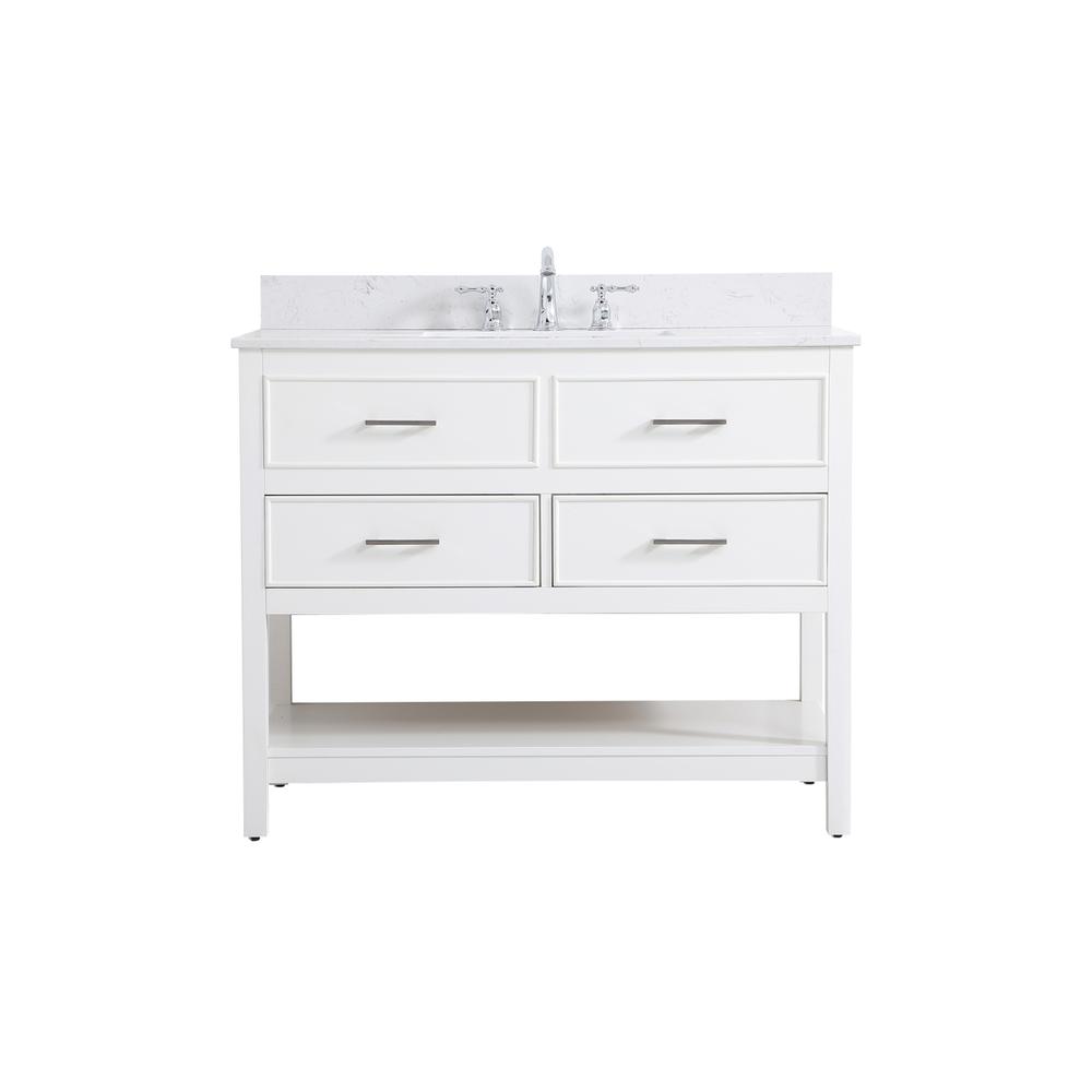 42 inch Single bathroom vanity in white with backsplash. Picture 1