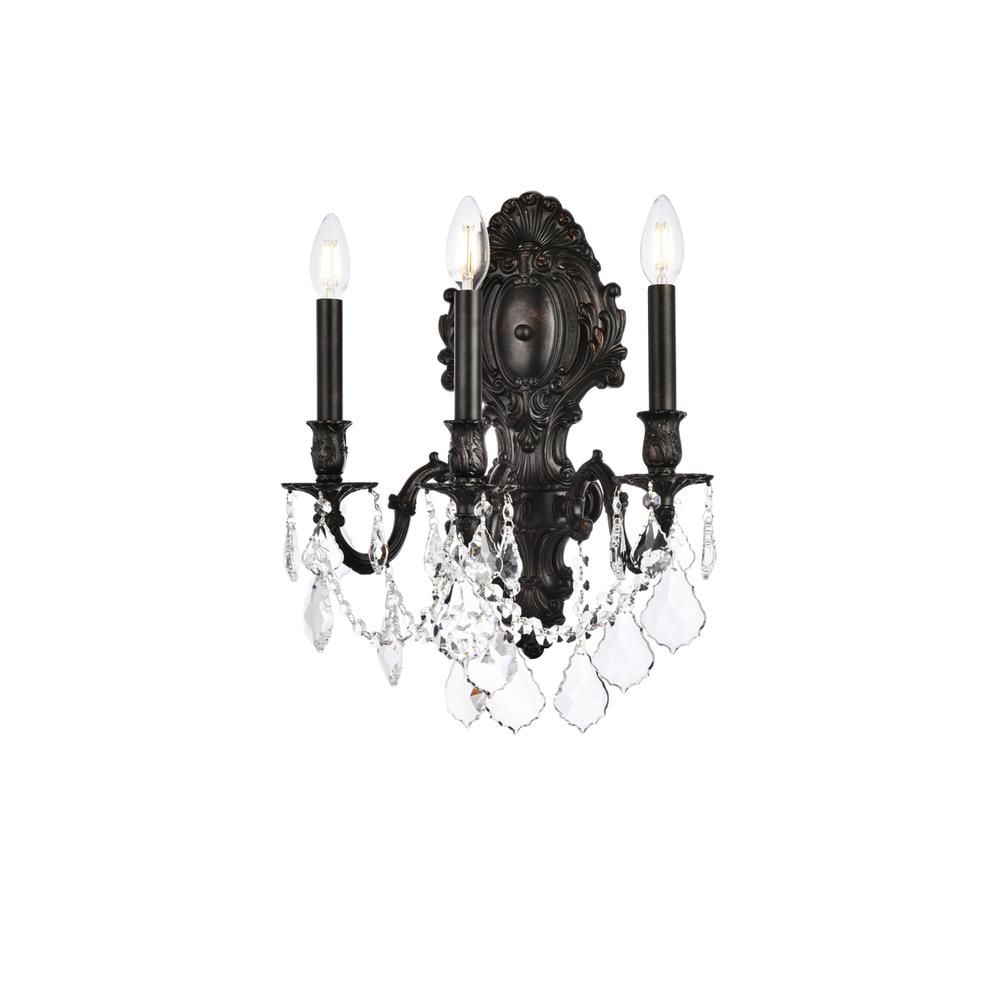 Monarch 3 light Dark Bronze Wall Sconce Clear Royal Cut Crystal. Picture 2