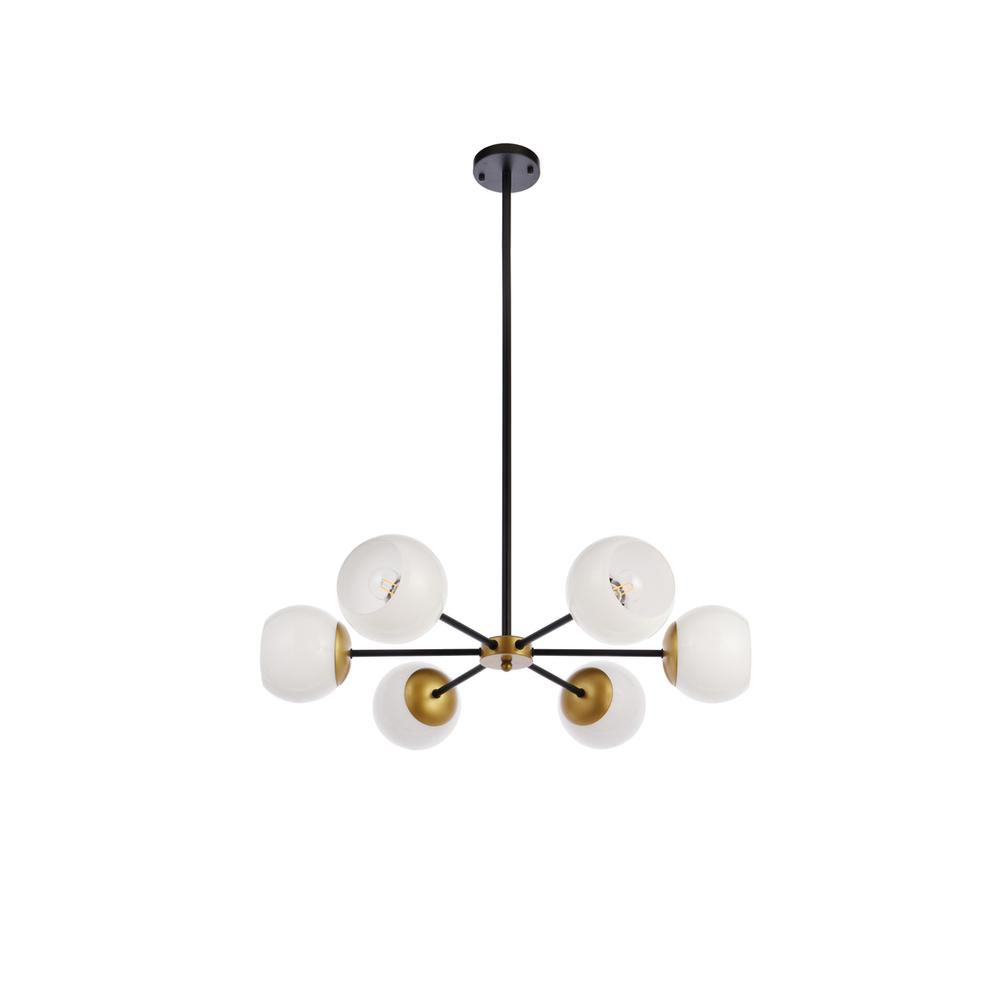 Briggs 30 inch pendant in black and brass with white shade. Picture 6