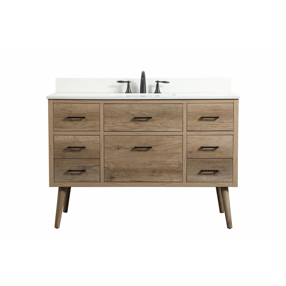 48 inch Single bathroom vanity in natural oak with backsplash. Picture 1