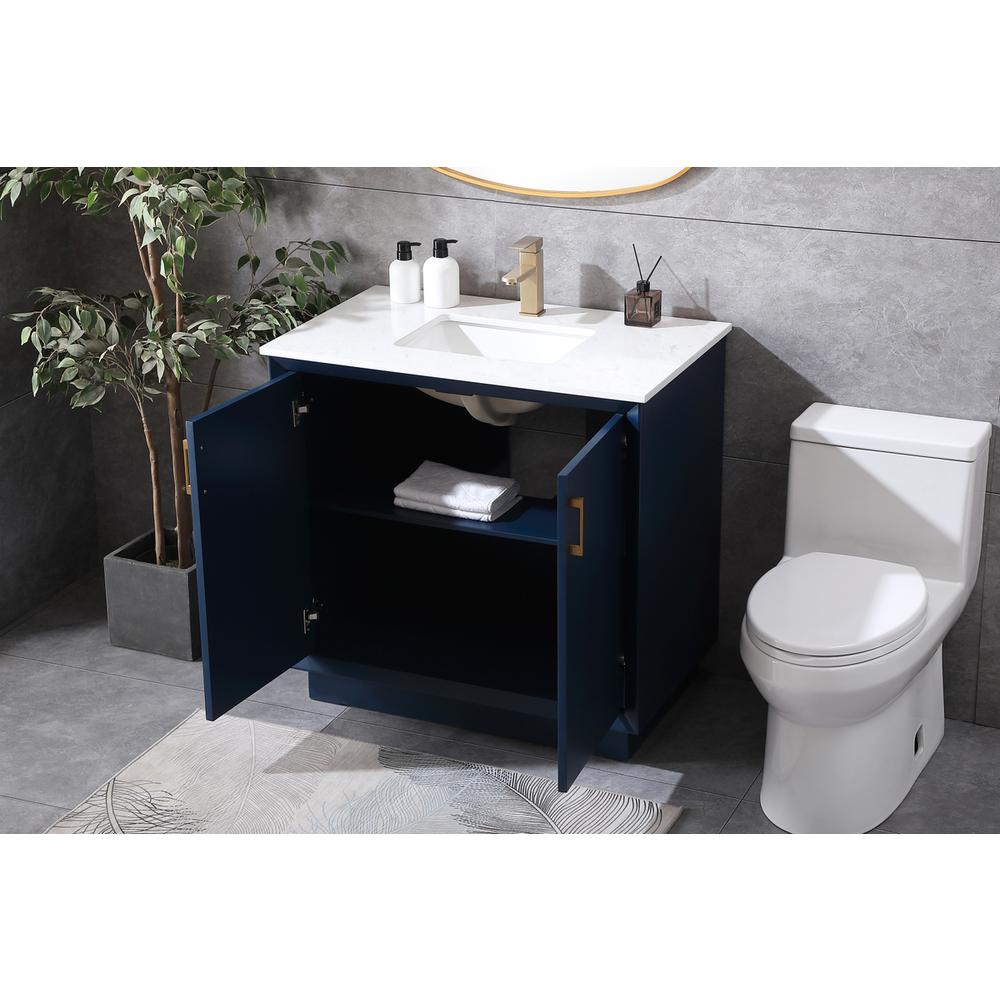 36 Inch SIngle Bathroom Vanity In Blue. Picture 3