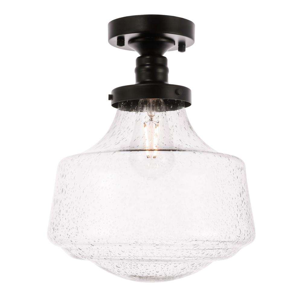 Lyle 1 light Black and Clear seeded glass Flush mount. Picture 3