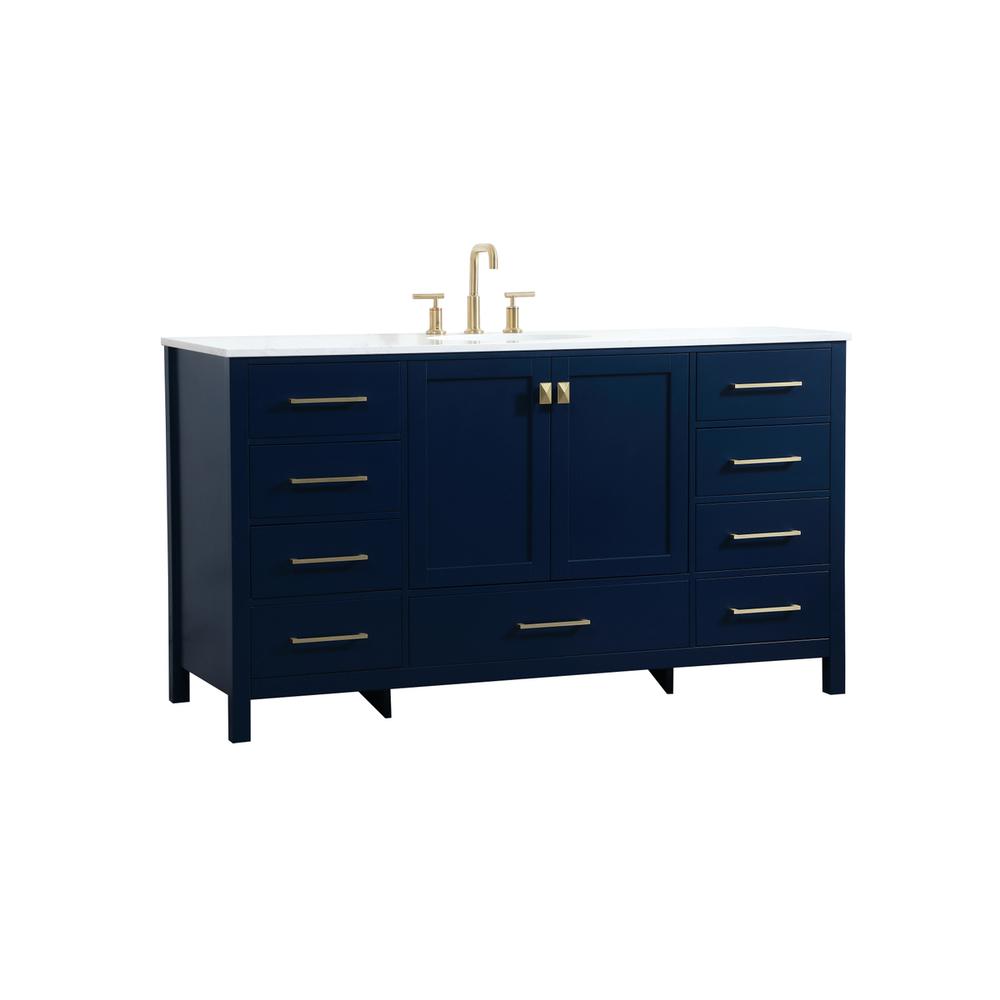 60 inch Single bathroom vanity in blue. Picture 7