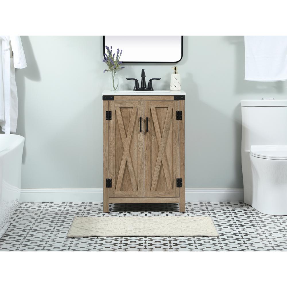 24 inch Single bathroom vanity in natural oak. Picture 14