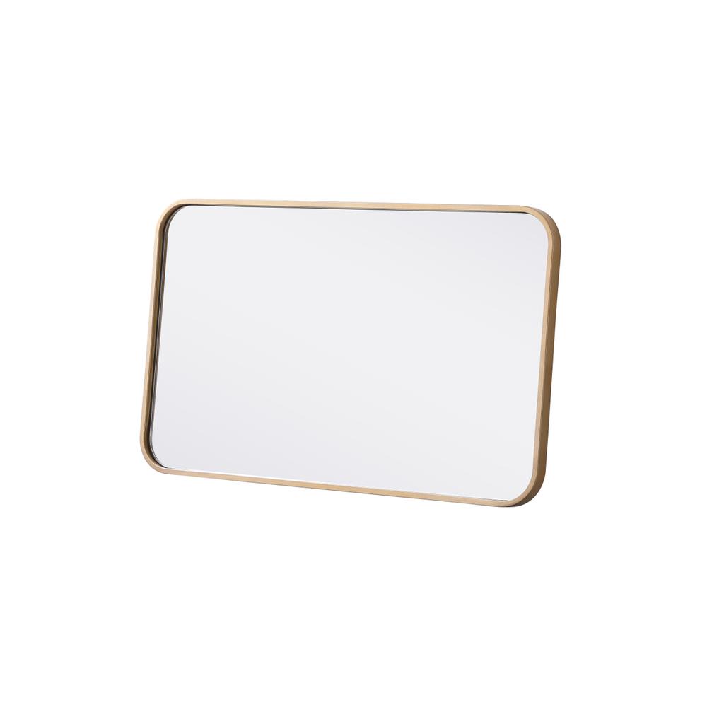 Soft corner metal rectangular mirror 18x30 inch in Brass. Picture 7