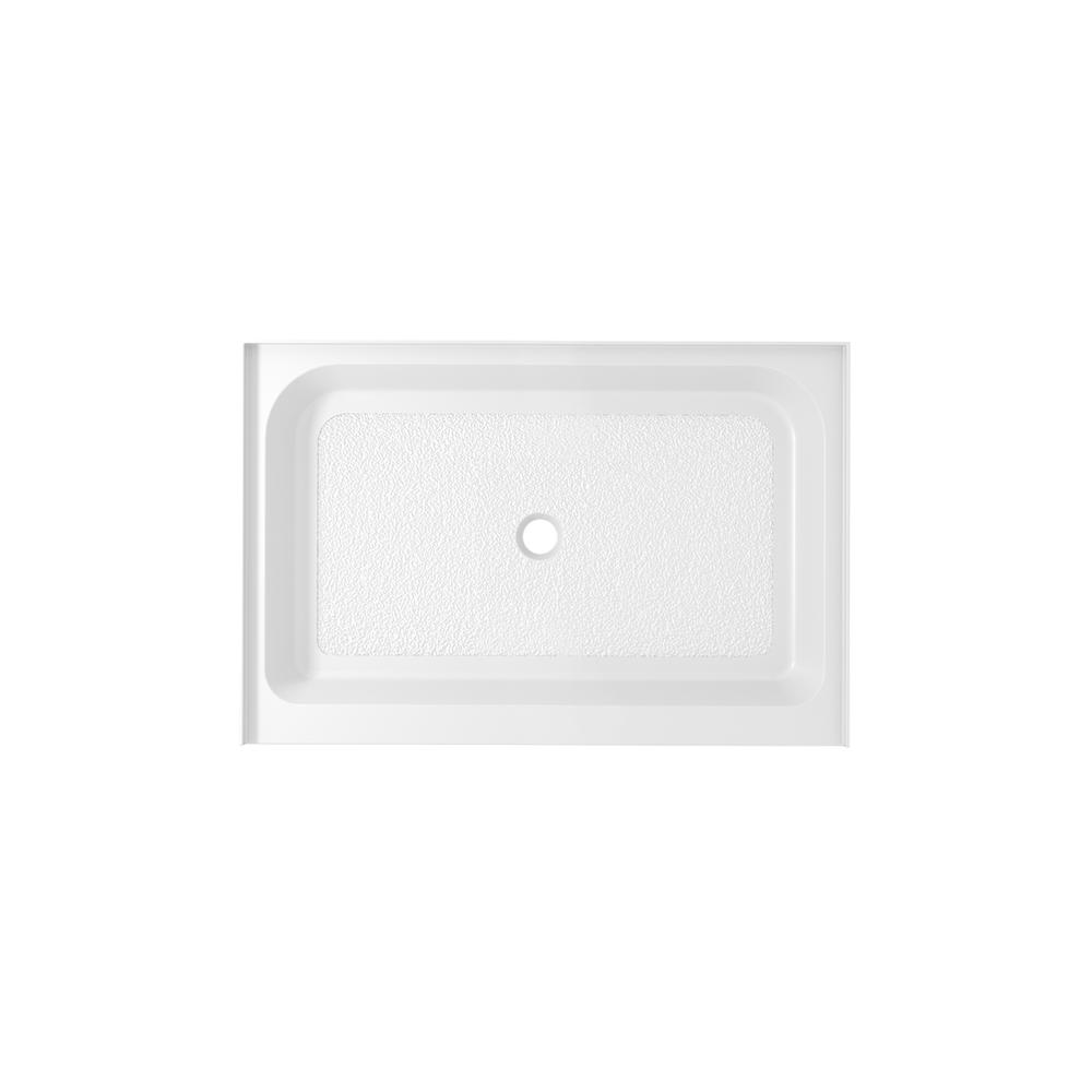 48x36 inch Single threshold shower tray center drain in glossy white. Picture 1