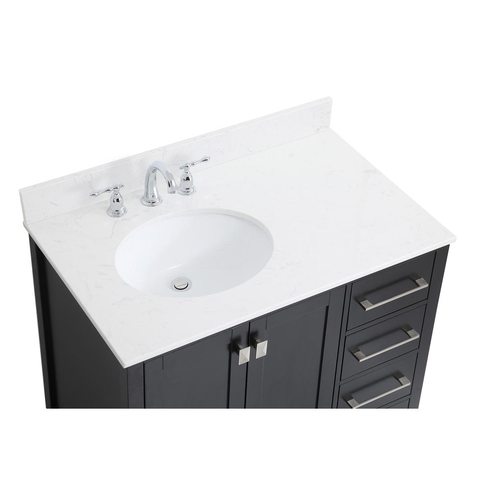 36 inch Single Bathroom Vanity in Black with Backsplash. Picture 11