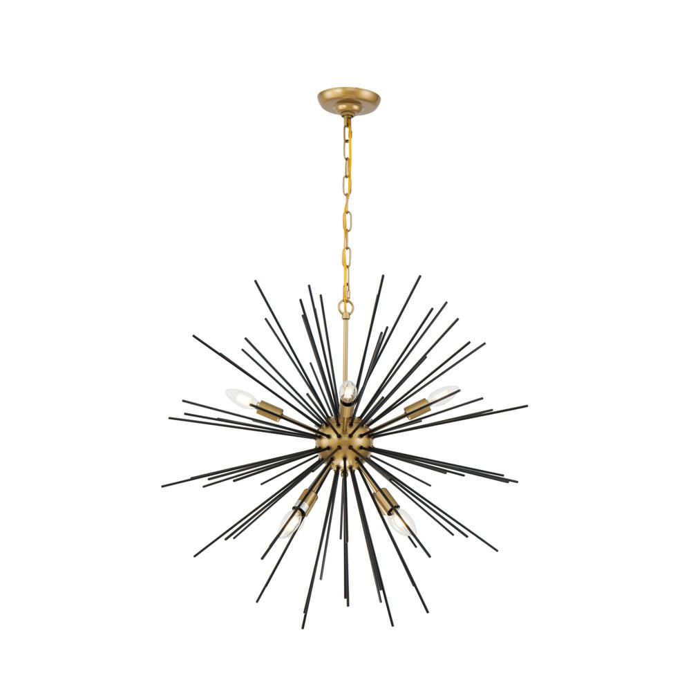 Timber 8 light Brass and Black pendant. Picture 3