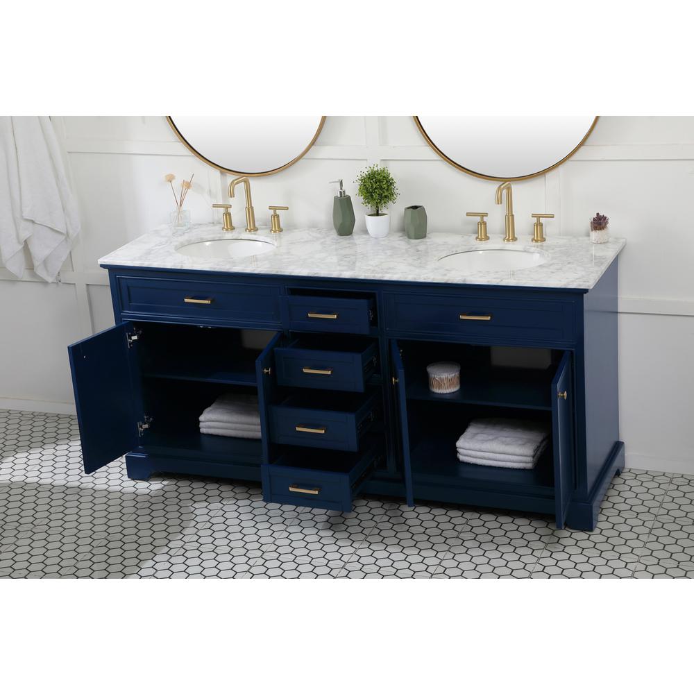 72 inch double bathroom vanity in blue. Picture 3