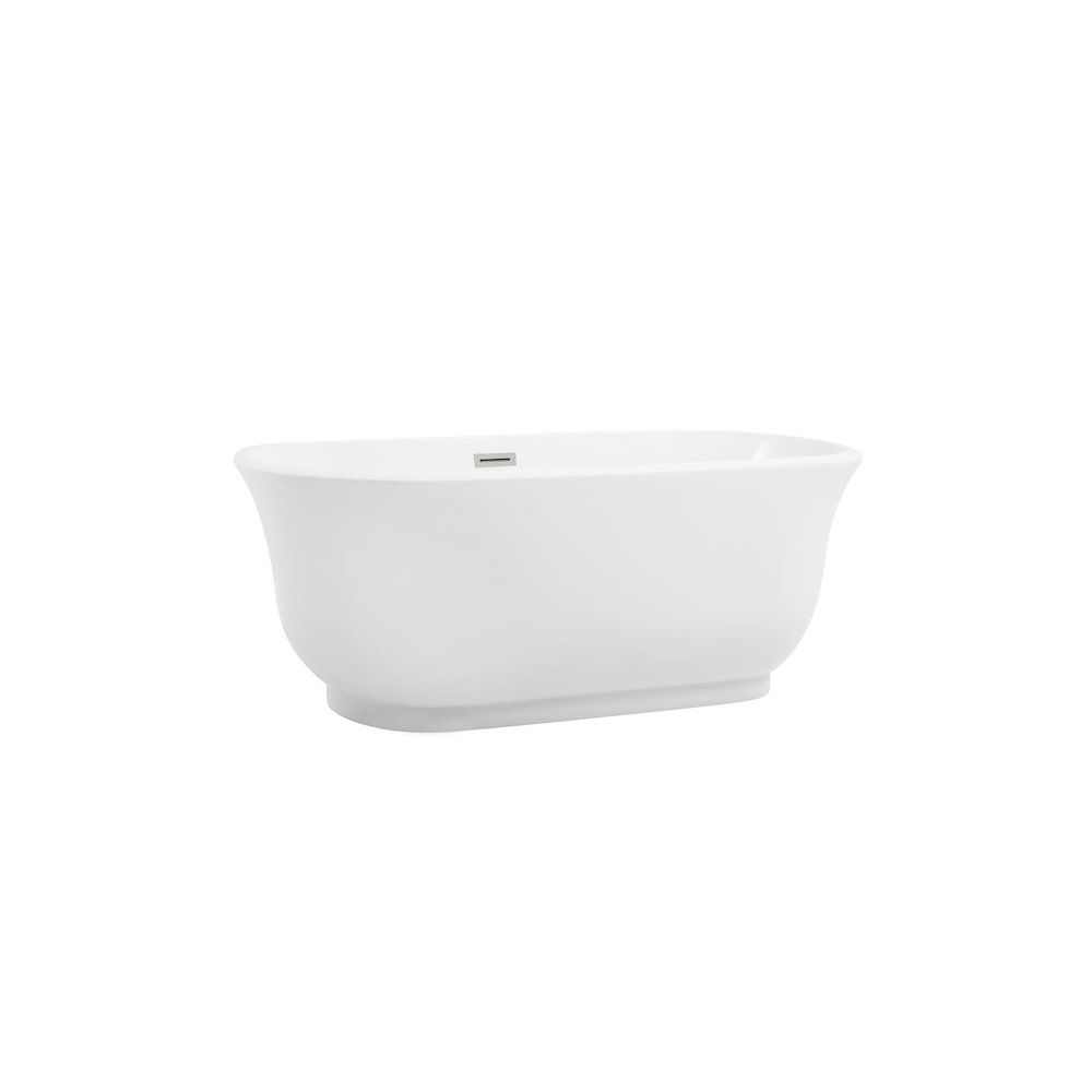 59 inch Soaking Bathtub in Glossy White with Brushed Nickel Trim. Picture 5