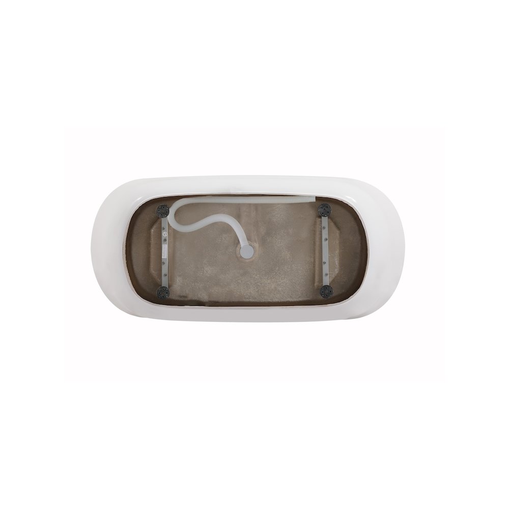 59 inch Soaking Bathtub in Glossy White with Brushed Nickel Trim. Picture 7