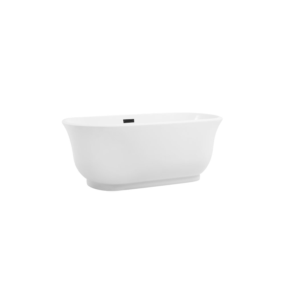 59 inch Soaking Bathtub in Glossy White with Matte Black Trim. Picture 5