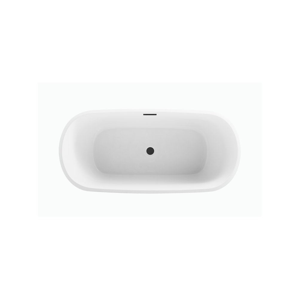 59 inch Soaking Bathtub in Glossy White with Matte Black Trim. Picture 6