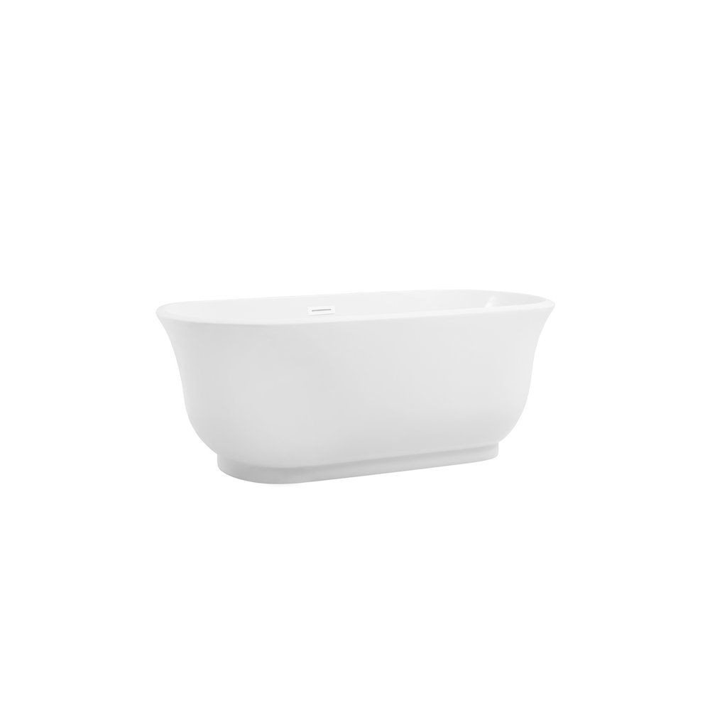 59 inch Soaking Bathtub in Glossy White with Polished White Trim. Picture 5