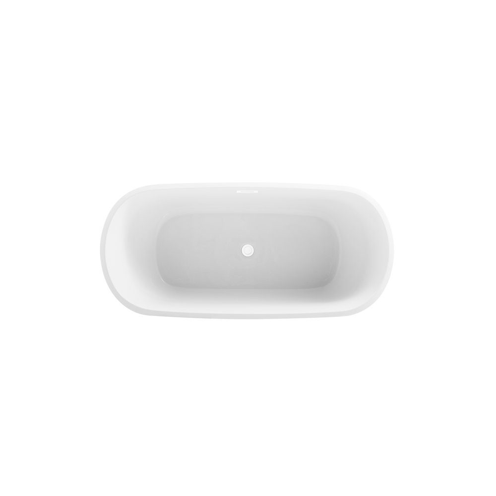 59 inch Soaking Bathtub in Glossy White with Polished White Trim. Picture 6
