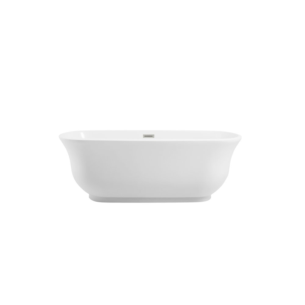67 inch Soaking Bathtub in Glossy White with Brushed Nickel Trim. Picture 1