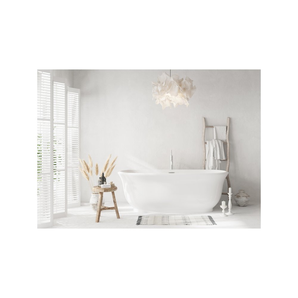 67 inch Soaking Bathtub in Glossy White with Brushed Nickel Trim. Picture 2