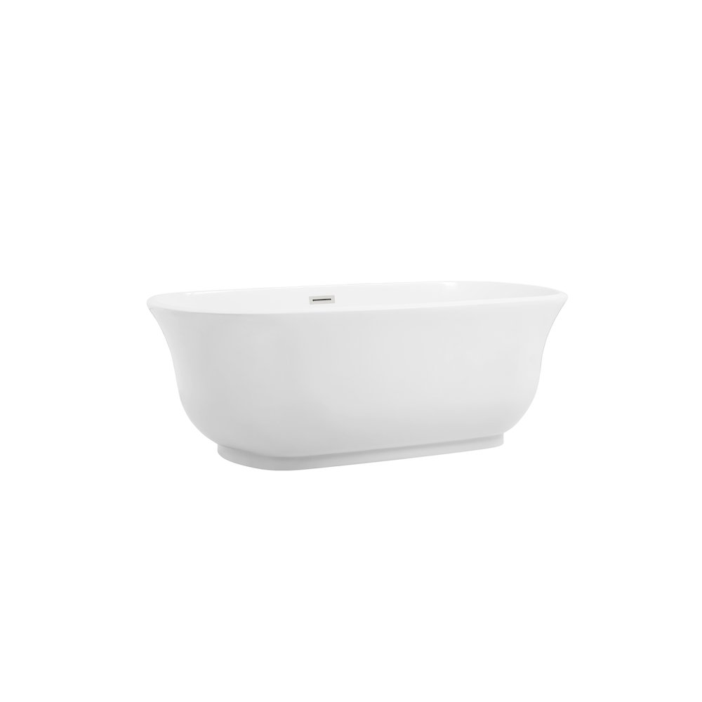 67 inch Soaking Bathtub in Glossy White with Brushed Nickel Trim. Picture 5