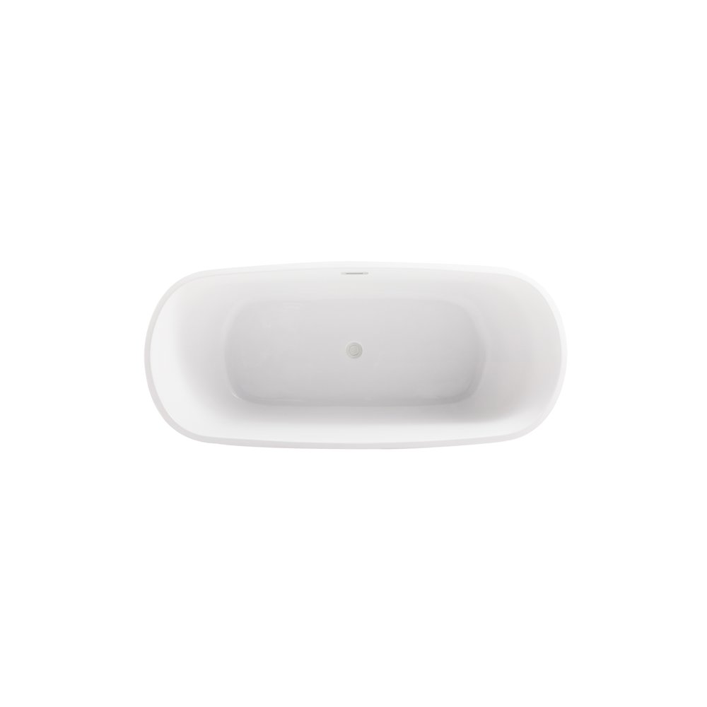 67 inch Soaking Bathtub in Glossy White with Brushed Nickel Trim. Picture 6