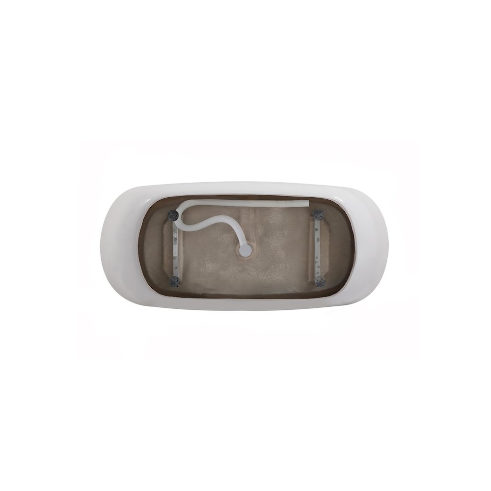 67 inch Soaking Bathtub in Glossy White with Brushed Nickel Trim. Picture 7