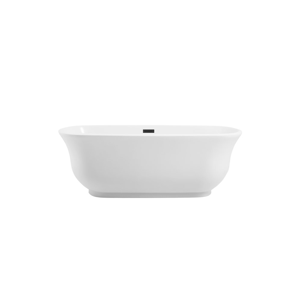 67 inch Soaking Bathtub in Glossy White with Matte Black Trim. Picture 1