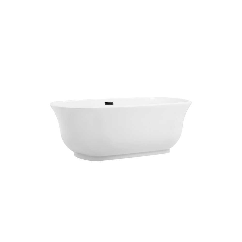 67 inch Soaking Bathtub in Glossy White with Matte Black Trim. Picture 5