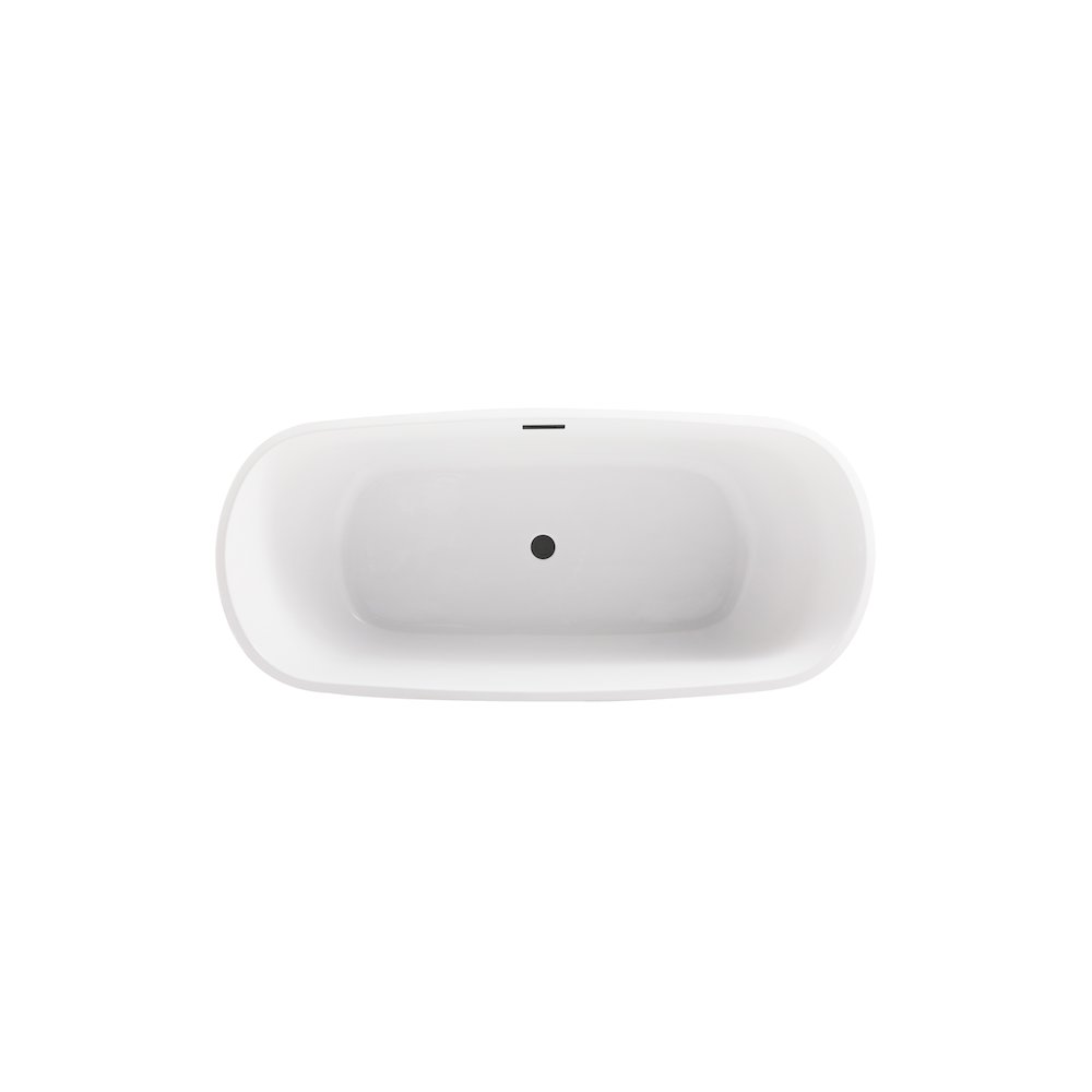 67 inch Soaking Bathtub in Glossy White with Matte Black Trim. Picture 6