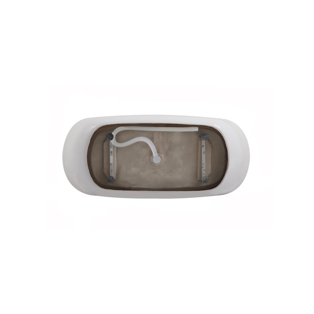 67 inch Soaking Bathtub in Glossy White with Matte Black Trim. Picture 7