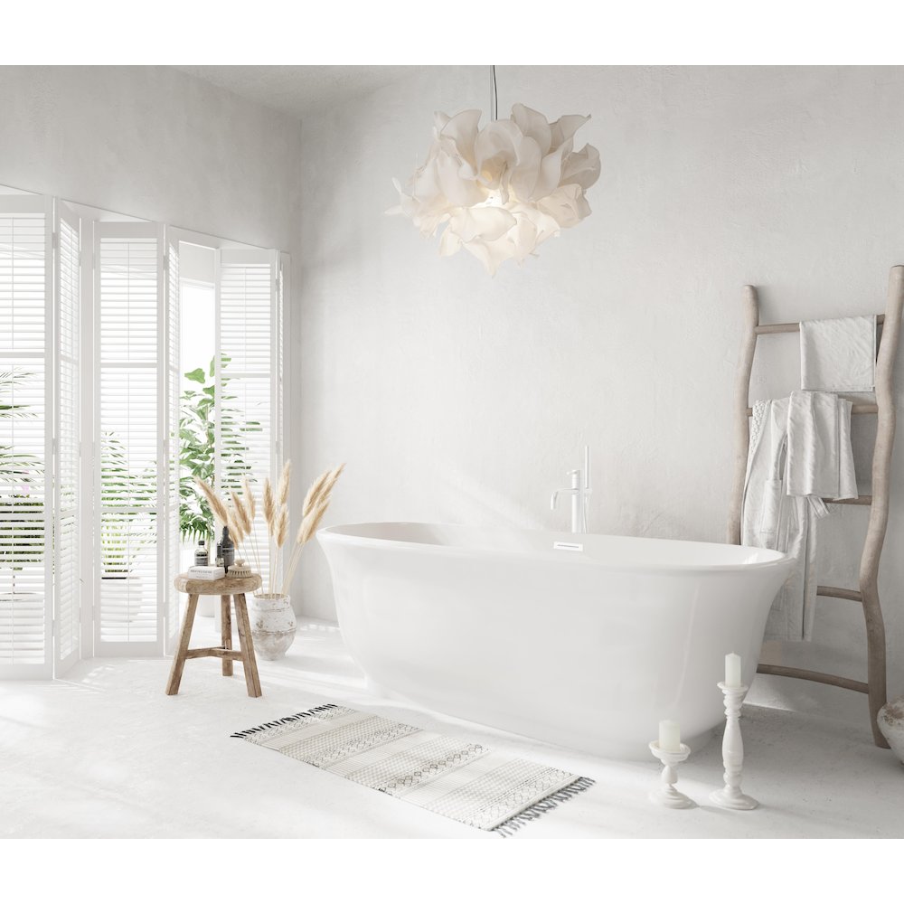 67 inch Soaking Bathtub in Glossy White with Polished White Trim. Picture 3