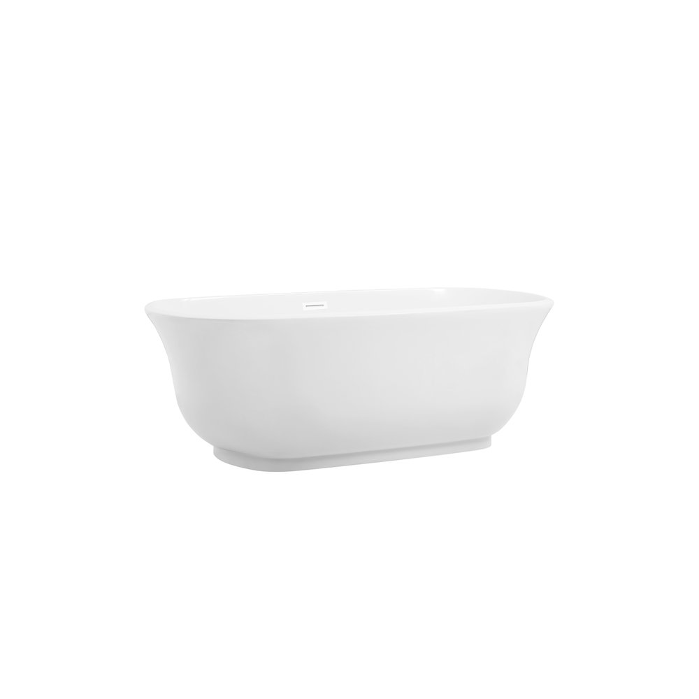 67 inch Soaking Bathtub in Glossy White with Polished White Trim. Picture 5