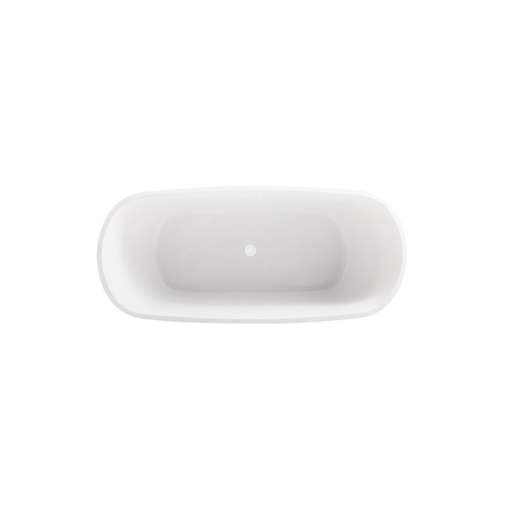 67 inch Soaking Bathtub in Glossy White with Polished White Trim. Picture 6