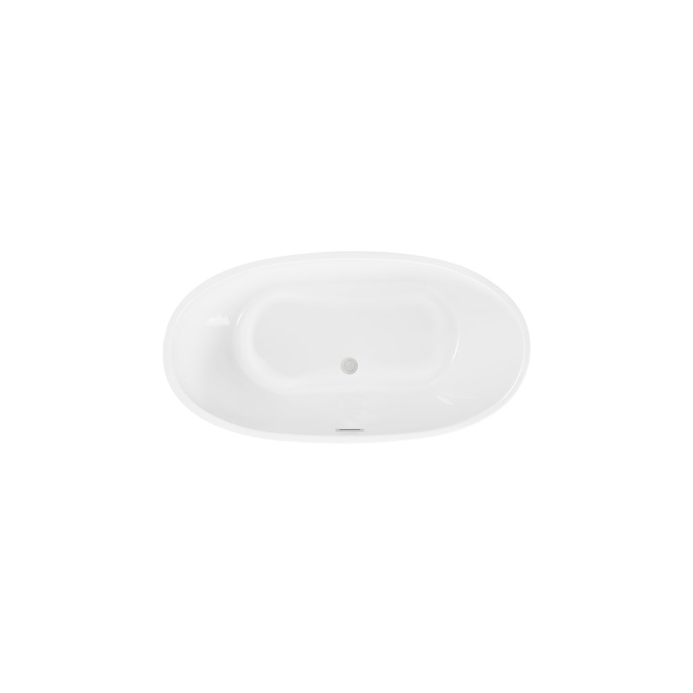 59 inch Soaking Bathtub in Glossy White with Brushed Nickel Trim. Picture 6