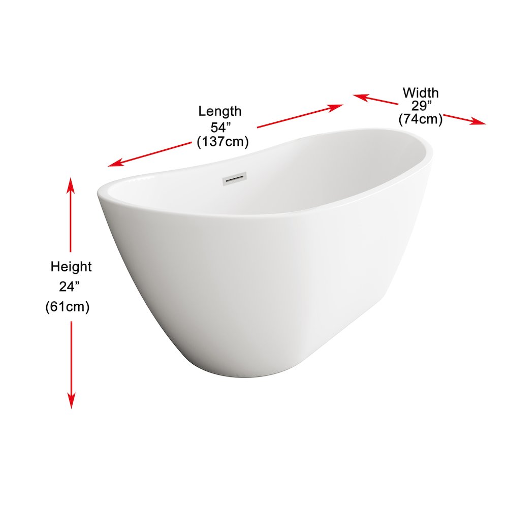 59 inch Soaking Bathtub in Glossy White with Brushed Nickel Trim. Picture 8