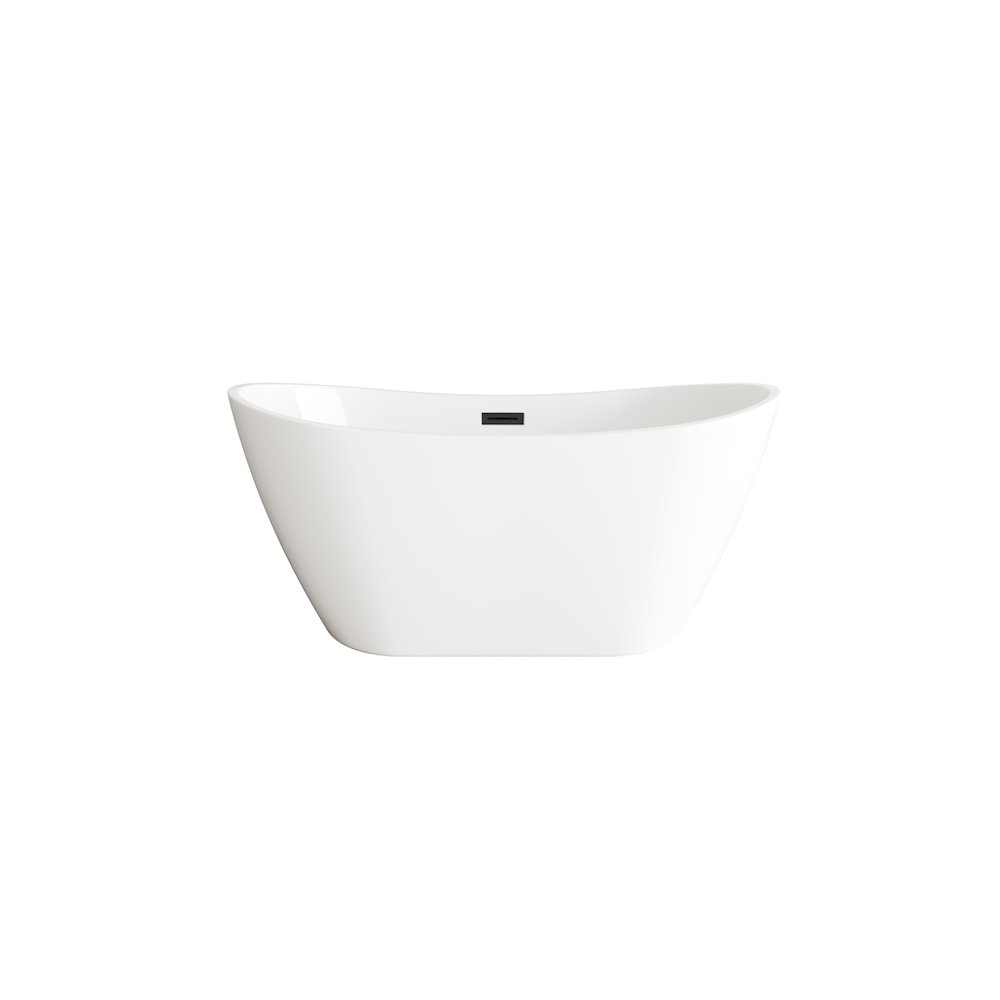 59 inch Soaking Bathtub in Glossy White with Matte Black Trim. Picture 1