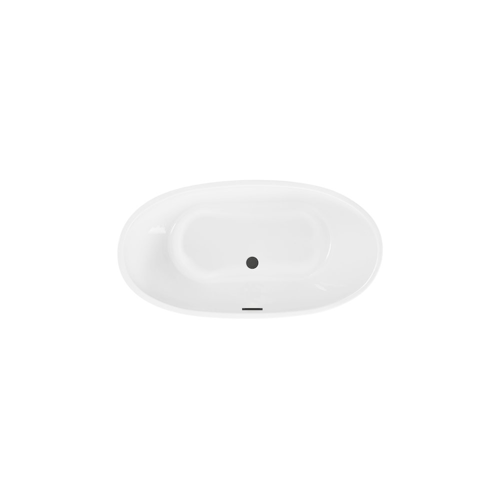 59 inch Soaking Bathtub in Glossy White with Matte Black Trim. Picture 6