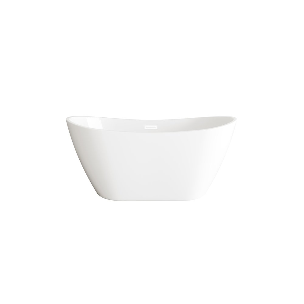 59 inch Soaking Bathtub in Glossy White with Polished White Trim. Picture 1