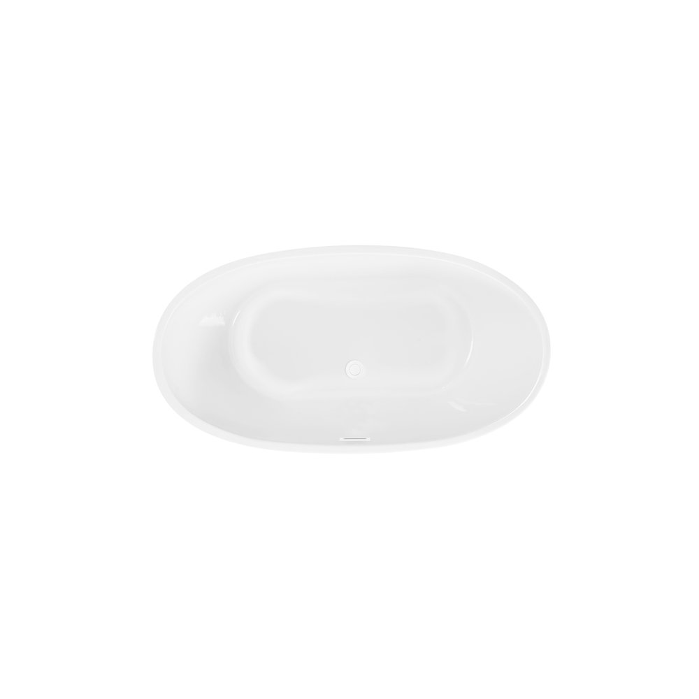 59 inch Soaking Bathtub in Glossy White with Polished White Trim. Picture 6