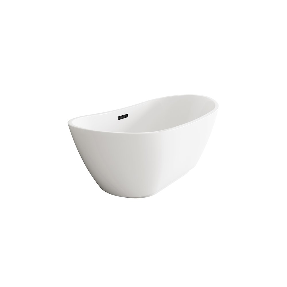 62 inch Soaking Bathtub in Glossy White with Matte Black Trim. Picture 5