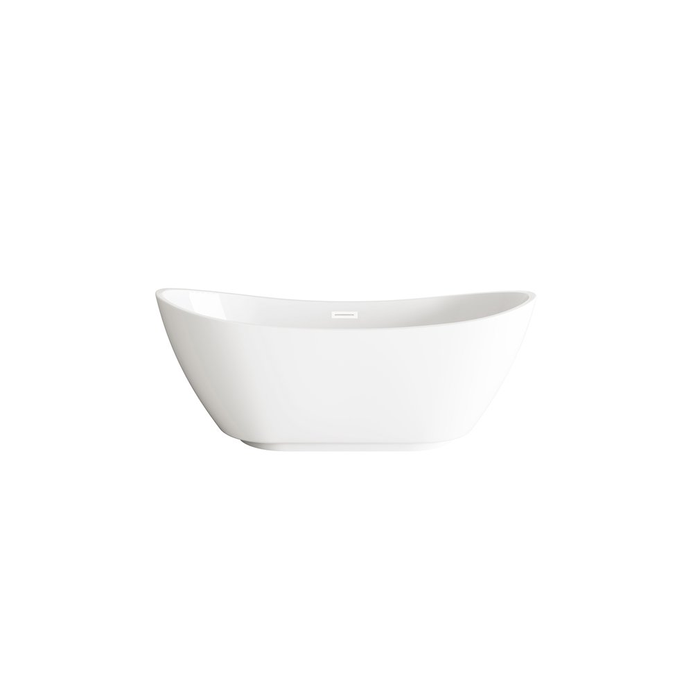 62 inch Soaking Bathtub in Glossy White with Polished White Trim. Picture 1